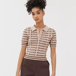 House Of Sunny Textured Knit Polo Top - Size 4